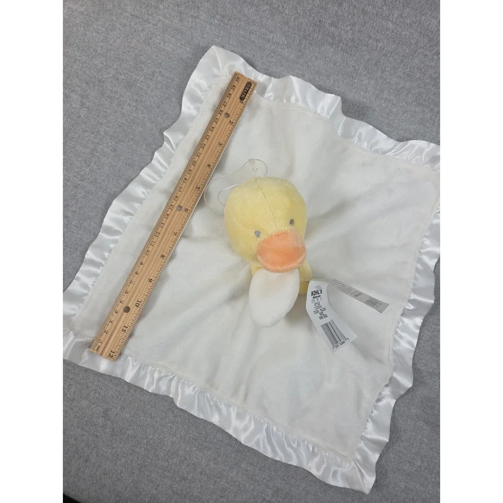 Carters Yellow Duck Lovey White Security Blanket Baby Plush Satin Back Trim NEW